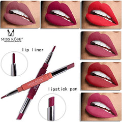 MISS ROSE®‎ Double-end Matte Lipstick & Lip Liner Pen - royalchoice-lashes.myshopify.com